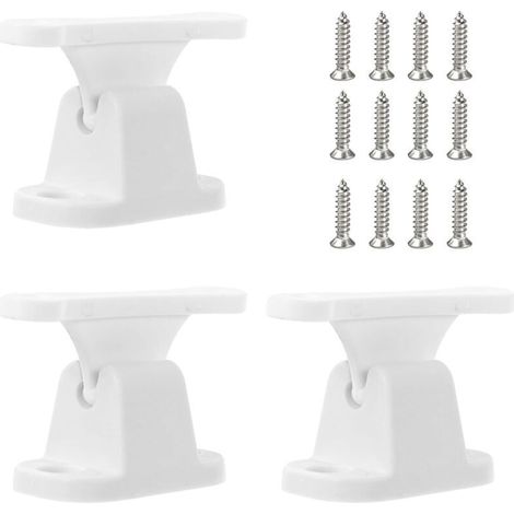 Paires de butées de porte blanches pour caravane, fixations de porte en plastique pour caravane avec 12 vis, support de porte pour camping-car