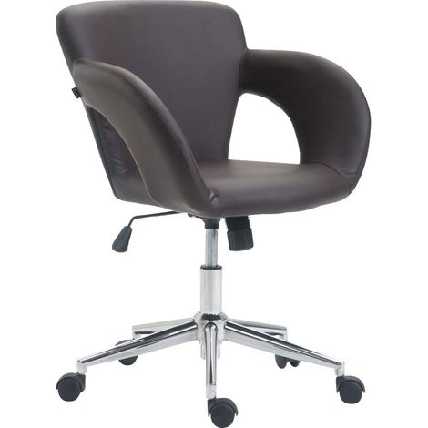 Poltroncina sedia da ufficio in sintetico marrone con braccioli regolabili in altezza BUR10344