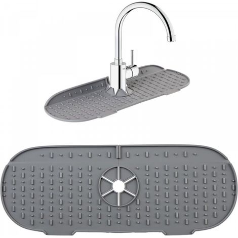 Tapis de robinet en silicone anti-éclaboussures pour évier de cuisine et de salle de bain - Gris (1/5)