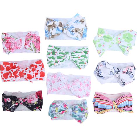 10 bandeaux élastiques avec nœud pour bébé fille, accessoire capillaire décoratif pour nourrisson et enfant (1/5)