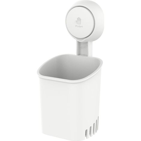 2 Supports Brosse à Dents Ventouse Plastique Blanc 5kg (1/5)