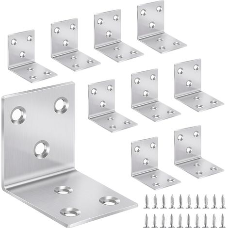 Équerre - Acier Inoxydable 201 - 40x40x40 mm - Épaisseur 2 mm - 90 Degrés - Pour Fixation Meuble Bois - Lot de 10 (1/5)