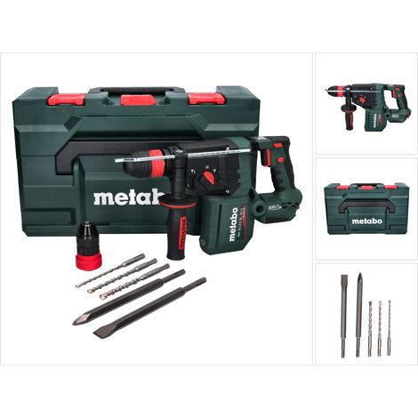 Metabo KH 18 LTX BL 28 Q Marteau perforateur sans fil 18 V 3 J SDS plus Brushless + 5 pces. jeu de forets et burins + metaBOX - sans batterie, sans chargeur (1/5)