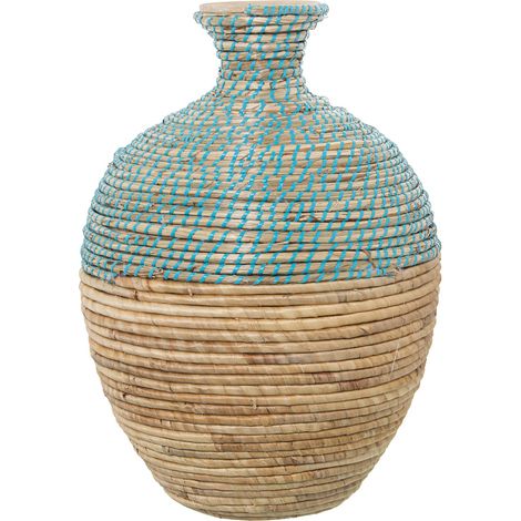 Vase de Sol en Herbe de mer en Naturel et Bleu 33x46cm