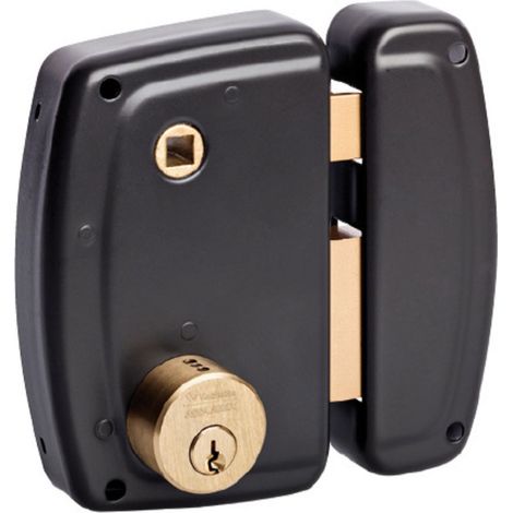 Serrure en Applique Verticale à fouillot Droite, Série PS, pour Porte d'Entrée - 672BQ45/SC D - Sûreté à Cylindre 5 goupilles, Axe à 45 mm, Utilisation avec poignée carré 7mm, 3 Clés, Gris (1/5)
