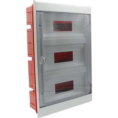 Em Distribution – Coffret électrique nu encastrable 470x310x90mm – 3 rangées de 12 modules – IP40 étanche – Résistance chocs IK8 – Plastique ABS durable