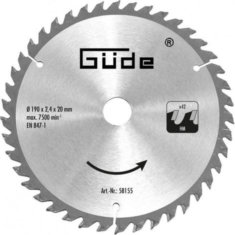 Lame de scie circulaire Ø 190 mm - 42 dents pour G58124 et G58238
