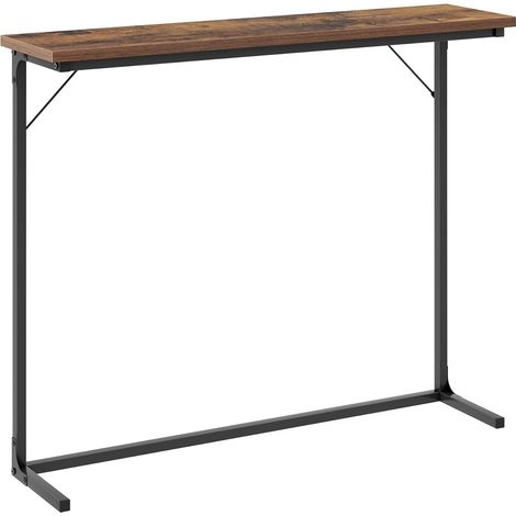 Table console étroite en bois et métal noir – Dimensions 100x24.1x79.2 cm – Charge max 20 kg – Style industriel pour espaces restreints (1/5)