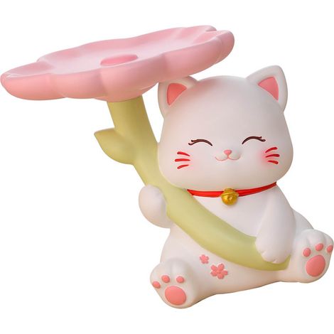 Plateau de rangement pour statue de chat en résine avec base stable, multifonction, adorable sculpture de chat, décoration de table pour entrée (1/5)
