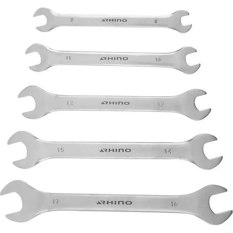 RHINO - SET 5 FORCELLE CL S, SET 5 CL S PIATTE, CL S SERRAGGIO - DIAM TRE 8 17 MM - IN ACCIAIO (CROMO VANADIU