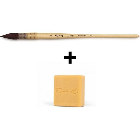 Pinceau lavis Raphaël n°1 série 803 petit gris pur et savon doux au miel (1/3)