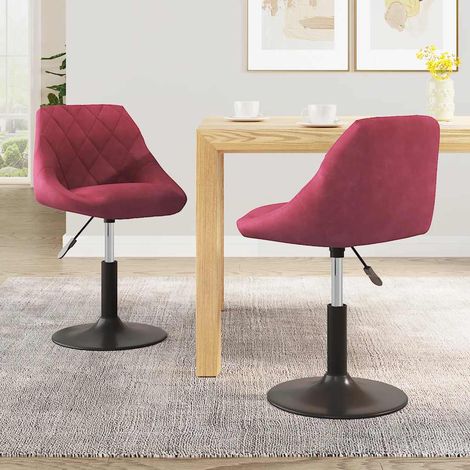 Lot de 2 chaises de salle à manger pivotantes en velours bordeaux, hauteur réglable - PANGIVO (1/5)