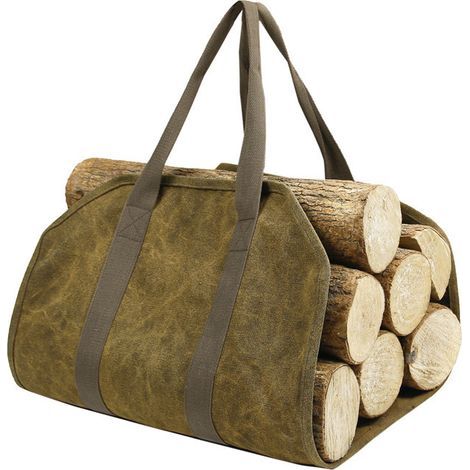 Sac de transport pour bûches de cheminée, support en toile, avec poignées durables pour le transport des poils de bois, accessoires pour intérieur ou extérieur, camping (94 x 46 cm) (1/5)
