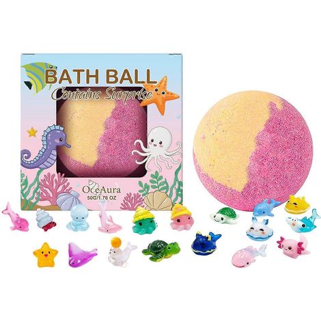 BBombes effervescentes pour enfants avec jouets surprises à l'intérieur - Bombes de bain artisanales, naturelles et douces pour la peau, pour garçons et filles, cadeau d'anniversaire et spa à la maiso