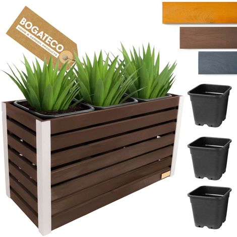Jardinière Bois Bogateco 57x100x36 cm avec Bac Brun Foncé (1/5)