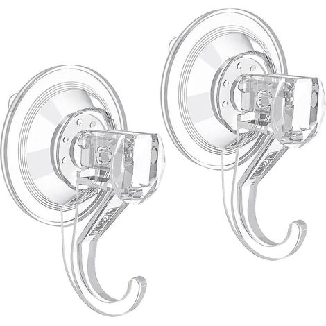 Lot de 2 crochets à ventouse, petites ventouses transparentes et robustes avec crochets, supports de ventouses amovibles pour fenêtres, portes et vitres, supports à ventouses réutilisables (1/5)