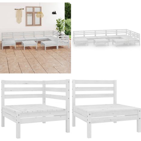 10-tlg. Garten-Lounge-Set Massivholz Kiefer Weiß - Outdoor Lounge Set - Gartenmöbel - Holzmöbel - Kiefernholz - Garten Sofa - Home & Living