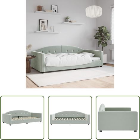 vidaXL Canapé - Lit de repos sans matelas gris clair 100x200 cm velours (1/5)