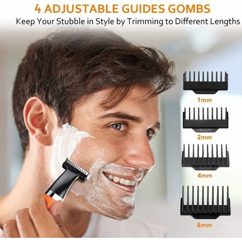 FOREHILL Tondeuse à barbe pour homme lavable USB Rechargeable sans fil rasoir électrique pour homme visage/corps tondeuse à barbe