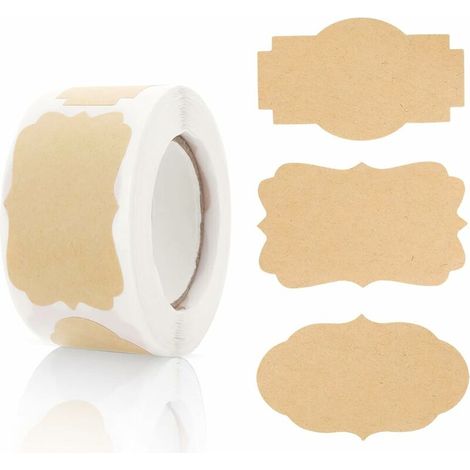 Autocollants en papier kraft, 250 étiquettes cadeaux autocollants étiquettes cadeaux étiquettes étiquettes cadeaux pour bouteilles de vacances bocaux de nourriture autocollants de Noël(A)