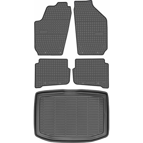 SET di tappetini in gomma per auto e tappetino per bagagliaio per Skoda Fabia I Hatchback dal 1999 al 2008