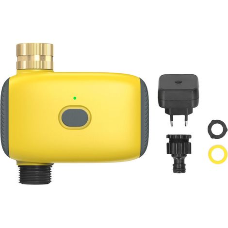 Minuteur d'arrosage programmable avec raccord pivotant en laiton, système de contrôle d'irrigation numérique avec temporisation pluie/mode manuel/arrosage automatique pour jardin, cour et pelouse. (1/5)