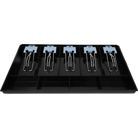 Plateau en matériau ABS avec clip en métal pour tiroir-caisse, boîte de rangement de devises (noir)