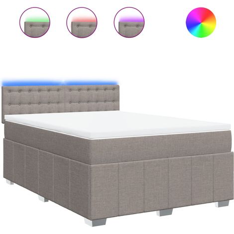 Maison Exclusive - Sommier à lattes de lit avec matelas Taupe 160x200 cm Tissu (1/5)