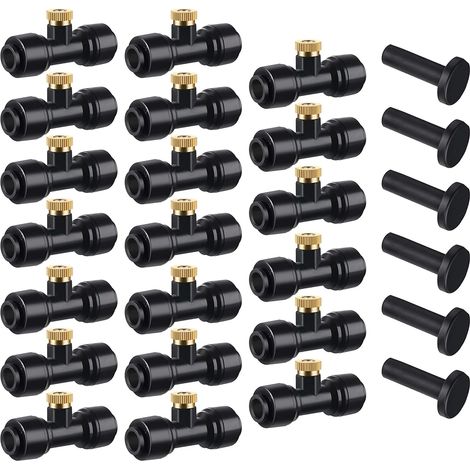 Système D'irrigation Système de Brumisateur Extérieur Kit, 20 pièces Buse de Pulvérisation en Laiton pour Jardin, Atomiseur Buse pour Jardin Terrasse Patio Bricolage, Noir (1/5)