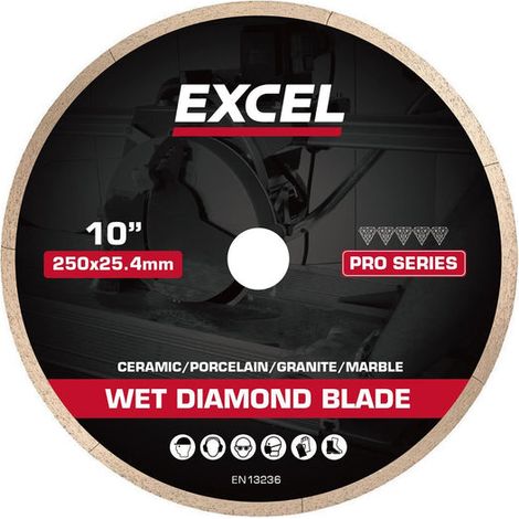 Excel 250mm Continuous Rim Tile Saw Blade for 1250mm Wet Tile Cutter - 30899