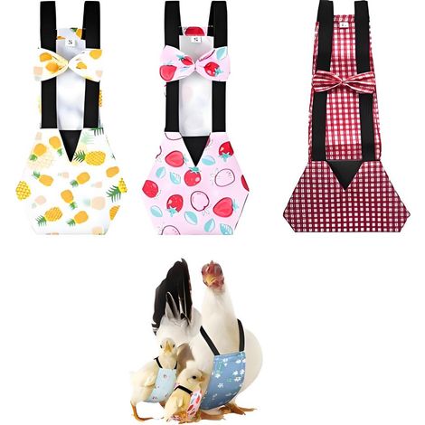 Pcs Couche-Poulet Lavables et Réutilisables pour Canards, Poules et Oies - Couches avec Nœud Papillon, Imperméables