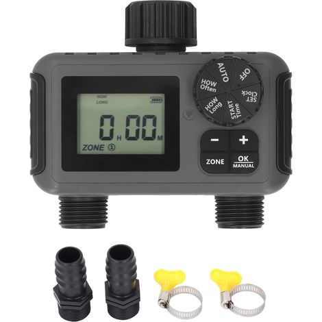 Programmateur d'arrosage 2 voies NH3/4", écran large, capteur pluie, automatique pour jardin, raccord robinet direct, étanche IP55 (1/5)