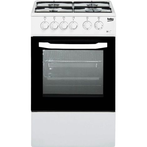 Cucina a Gas Beko 4 Fuochi e Forno Elettrico 54 Lt CSS42014FW (L50xP50) Con Coperchio Colore Bianco