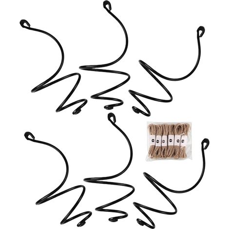 SUPVOX Lot de 6 supports pour plantes aériennes avec corde en aluminium noir (1/5)