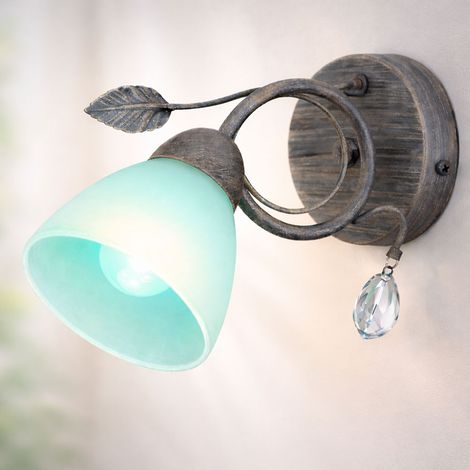 Applique da parete in stile country grigio foglie antiche telecomando in un set che include lampadine LED RGB
