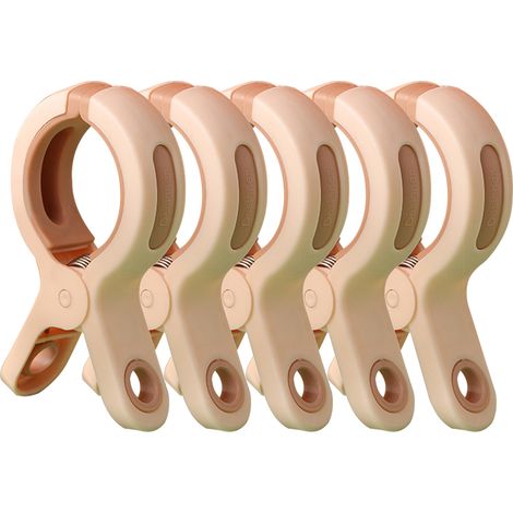 Lot de 5 pinces à sécher couette grandes pour drap de lit, clips serviette plage pour chaise, pince à linge plastique solide anti-vent (1/5)