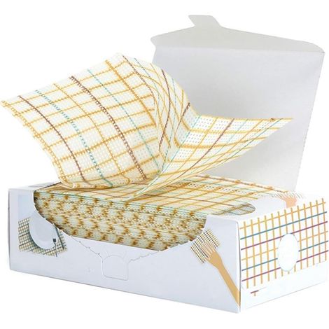 Chiffon De Nettoyage - En Fibre Non Tissée - 42 X 30 Cm - Jaune - Motif Carré - Pour Cuisine Et Maison - Lot De 30 (1/5)