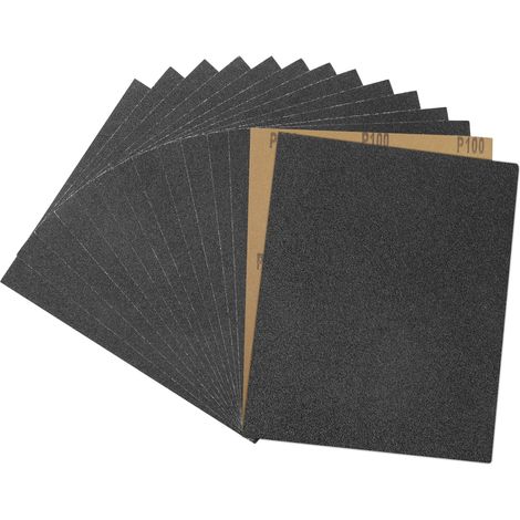 Papier de Verre,Abrasif 100 Grain Utilisé pour polir le métal le bois les voiture,15 Pcs Poncer 230x280 mm (1/5)
