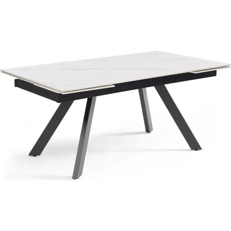 Table extensible 180/260 cm céramique blanc marbré pieds inclinés - NEVADA 08 (1/5)