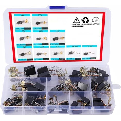 Lot de 40 balais de charbon pour moteur électrique, accessoires d'outils électriques, brosses de rechange pour marteau perforateur électrique, scies circulaires, meuleuses d'angle (1/5)