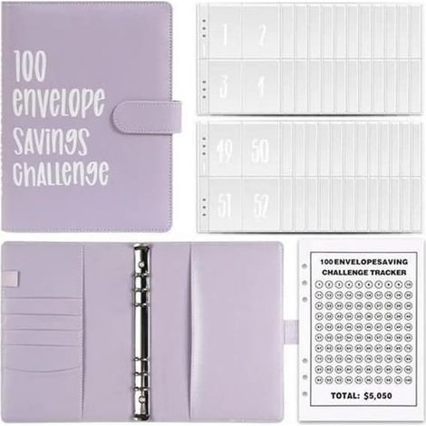 Classeur « Défi épargne avec 100 enveloppes », une façon simple et amusante d'économiser 5 050 euros, carnet de budget avec enveloppes pour les billets, idéal pour le bureau, la maison et l'école. (1/5)