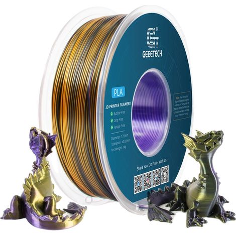 3D Filament, PLA Material, Biologisch abbaubar, Lila Gold Schwarz (1/2)
