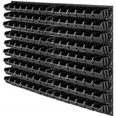 KADAX Werkstattwandregal, Wandplatten, 116 x 78 cm, Schwarz, 140 tlg.