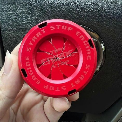 Cache-bouton de démarrage/arrêt moteur voiture et moto, capuchon de protection rotatif à lame pour interrupteur d'allumage, autocollant intérieur ABS rouge (1/5)
