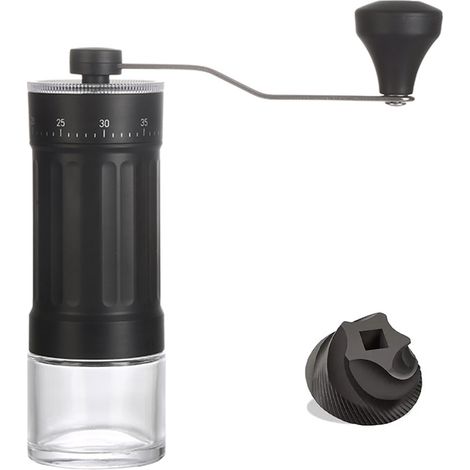 Manual coffee grinder – 40 settings, portable ceramic burr grinder, 30g capacity, for espresso/pour (ceramic burr, black)