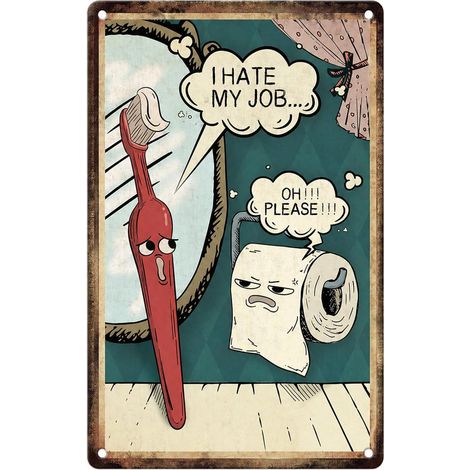 Plaque Métallique Vintage Panneau de Décoration Murale Humour Rétro pour Salle de Bain Toilettes WC Couloir Affiche en Métal Art Mural Décoratif pour Maison Bureau Bar, 20x30 cm (1/5)