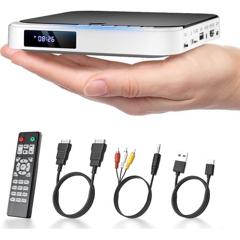 Lecteur DVD Mini pour TV, Petit Lecteur DVD HDMI toutes régions, Mémoire de point d'arrêt (MD115W-04DE) (1/5)