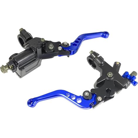 Levier d'embrayage Universel 7/8" 22mm Maître-Cylindre Pompe de Frein Réglable Compatible avec Yama-ha Polaris Suzuki Kawa-saki Honda Moto (bleu) (1/4)