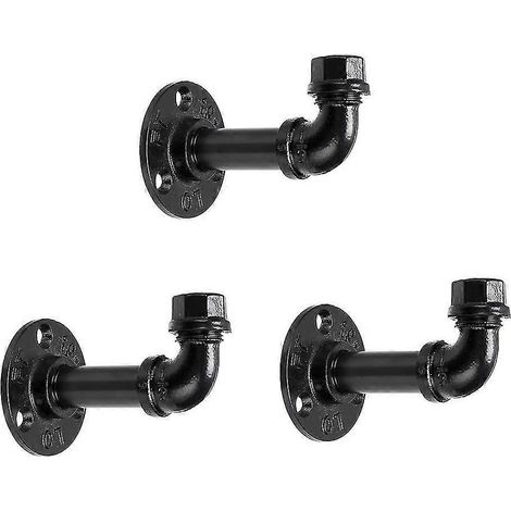 Crochets porte-manteaux en tuyau de fer style vintage, lot de 3, noirs (1/5)