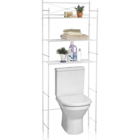 Idimex – Etagère de salle de bain blanche – 3 tablettes – Fixation murale incluse – Dimensions 164 x 65 x 25 cm (H x L x P) – Design moderne